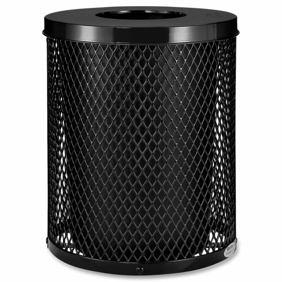 Global Industrial Outdoor Diamond Steel Trash Can, 36 gal, Black