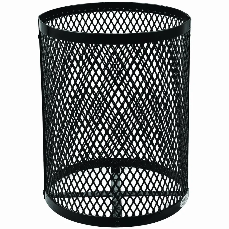 Global Industrial Outdoor Diamond Steel Trash Can, 36 gal, Black