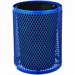 Global Industrial Outdoor Diamond Steel Trash Can, 36 gal, Dome Lid, Blue