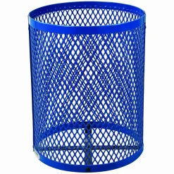 Global Industrial Outdoor Diamond Steel Trash Can, 36 gal, Dome Lid, Blue