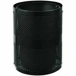 Global Industrial Outdoor Perforated Steel Trash Can with Dome Lid, 36 gal, Steel, Black