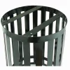 Global Industrial Outdoor Slatted Steel Trash Can, 36 gal, Black