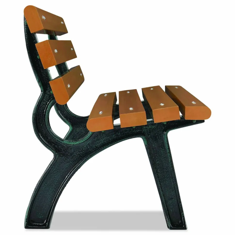 Global Industrial Recycled Plastic Benches with Back, 48" x 23" x 28", Tan Seat/Back, Black Base