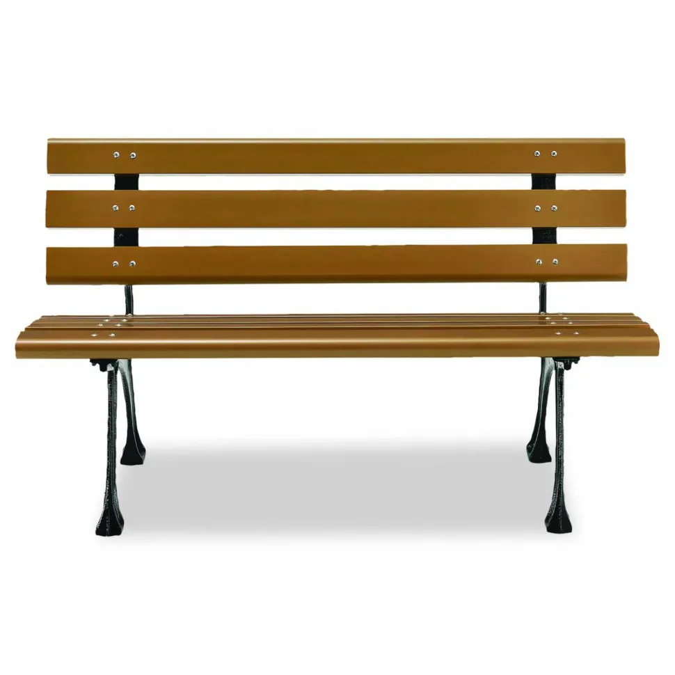 Global Industrial Recycled Plastic Benches with Back, 48" x 23" x 28", Tan Seat/Back, Black Base