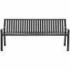Global Industrial Steel Slat Benches with Back, 72" x 26" x 31", Black Seat/Back, Black Base