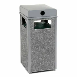 Global Industrial Stone Panel All Weather Trash Receptacle Urn, 12 gal, Steel, Gray