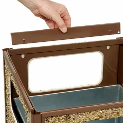 Global Industrial Stone Panel All Weather Trash Receptacle Urn, 12 gal, Steel, Brown