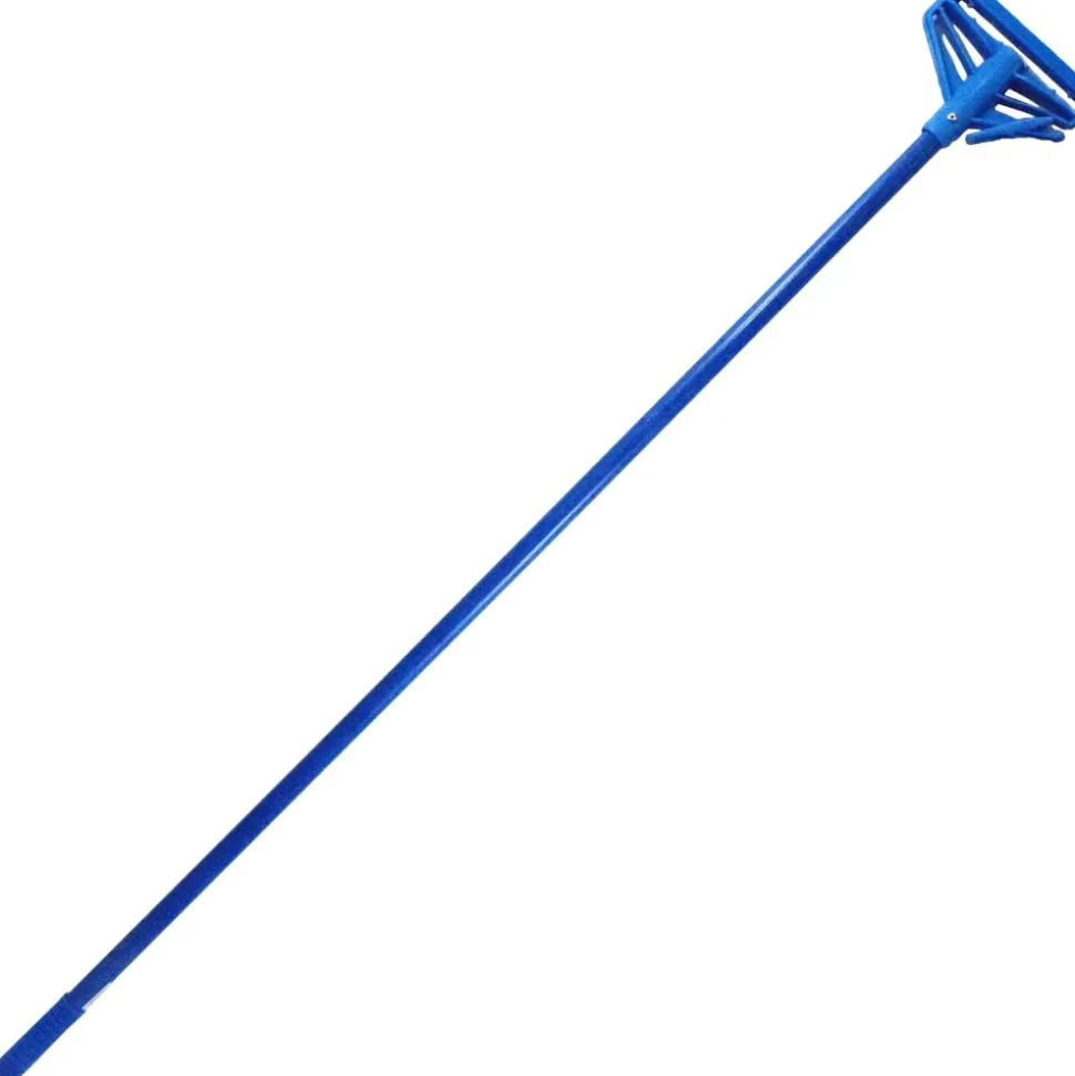 Globe Commercial Products Fiberglass Quick Release Mop Handle, 60", Blue