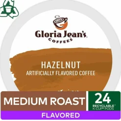 Gloria Jean's Hazelnut Coffee K-Cups, Medium Roast, 24/Box