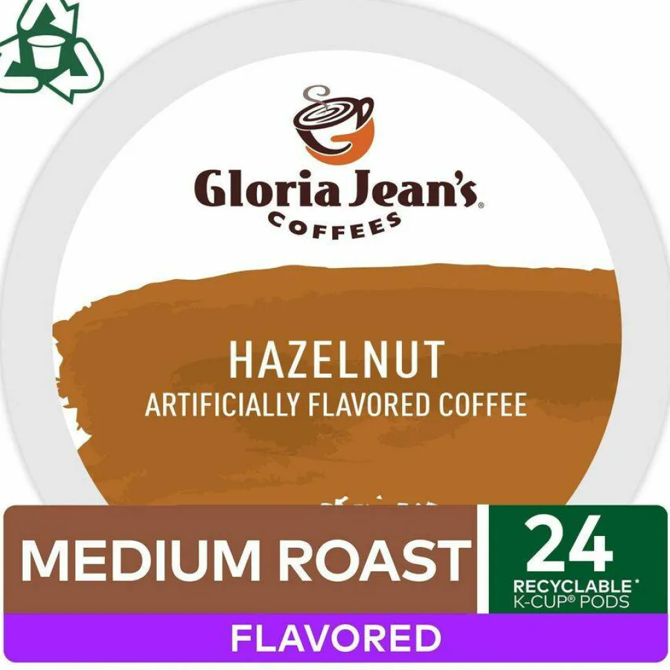 Gloria Jean's Hazelnut Coffee K-Cups, Medium Roast, 24/Box