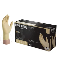 Gloveworks Ivory Latex Powder-Free Industrial Gloves, XL, White, 100 Gloves Per Box