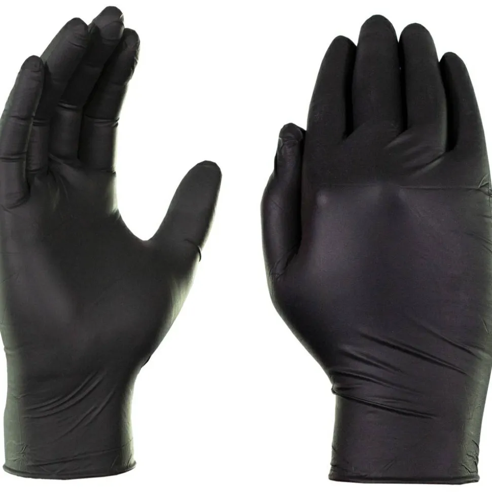 Gloveworks Nitrile Industrial Powder-Free Disposable Gloves, Extra Large, Black, Box Of 100 Gloves