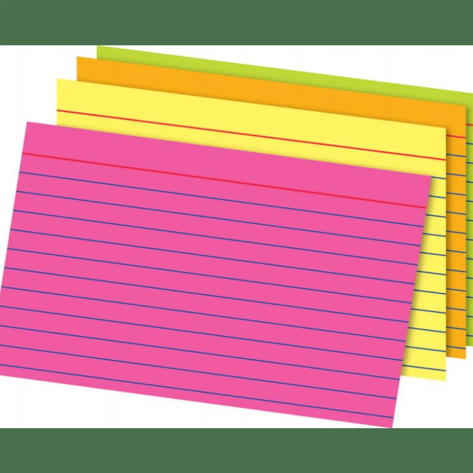 Glow Index Cards, 4" x 6", Assorted Colors, Pack Of 100
