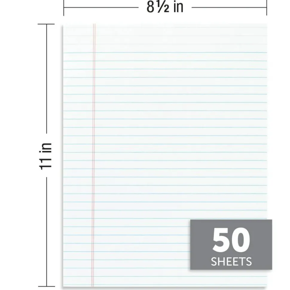 Glue-Top Legal Pads, 8-1/2" x 11", Legal Ruled, 50 Sheets, White, Pack Of 12 Pads