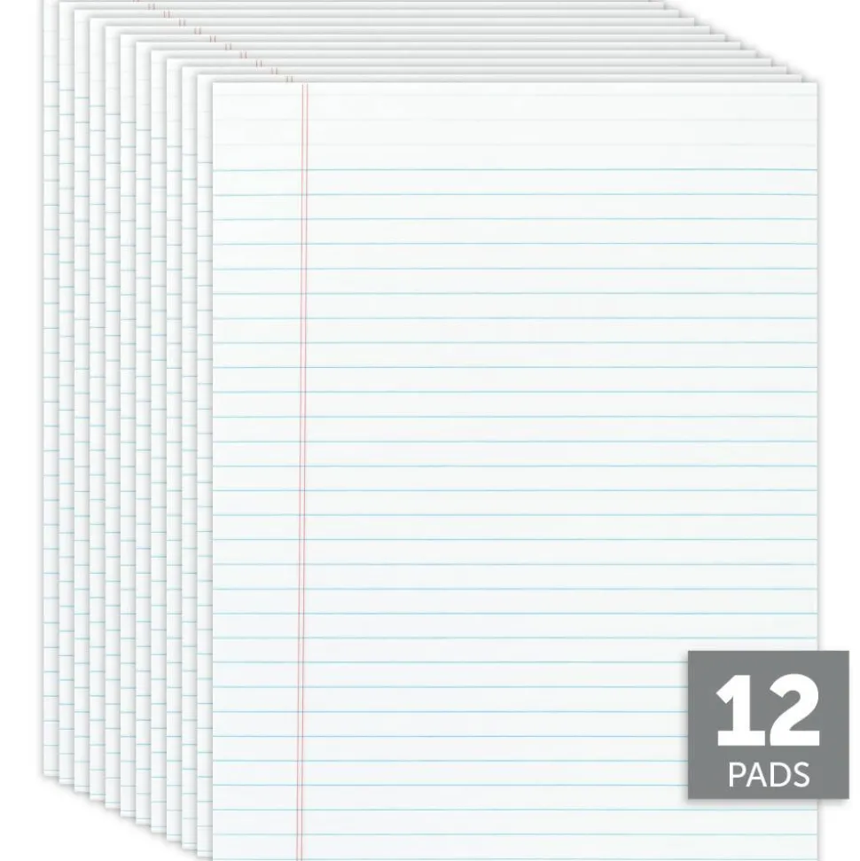 Glue-Top Legal Pads, 8-1/2" x 11", Legal Ruled, 50 Sheets, White, Pack Of 12 Pads