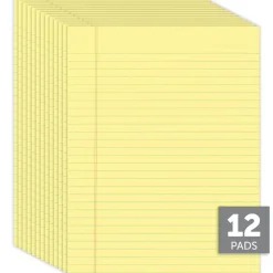 Glue-Top Legal Pads, 8-1/2" x 11", Legal Ruled, 50 Sheets, Canary, Pack Of 12 Pads
