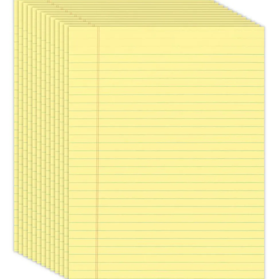 Glue-Top Legal Pads, 8-1/2" x 11", Legal Ruled, 50 Sheets, Canary, Pack Of 12 Pads
