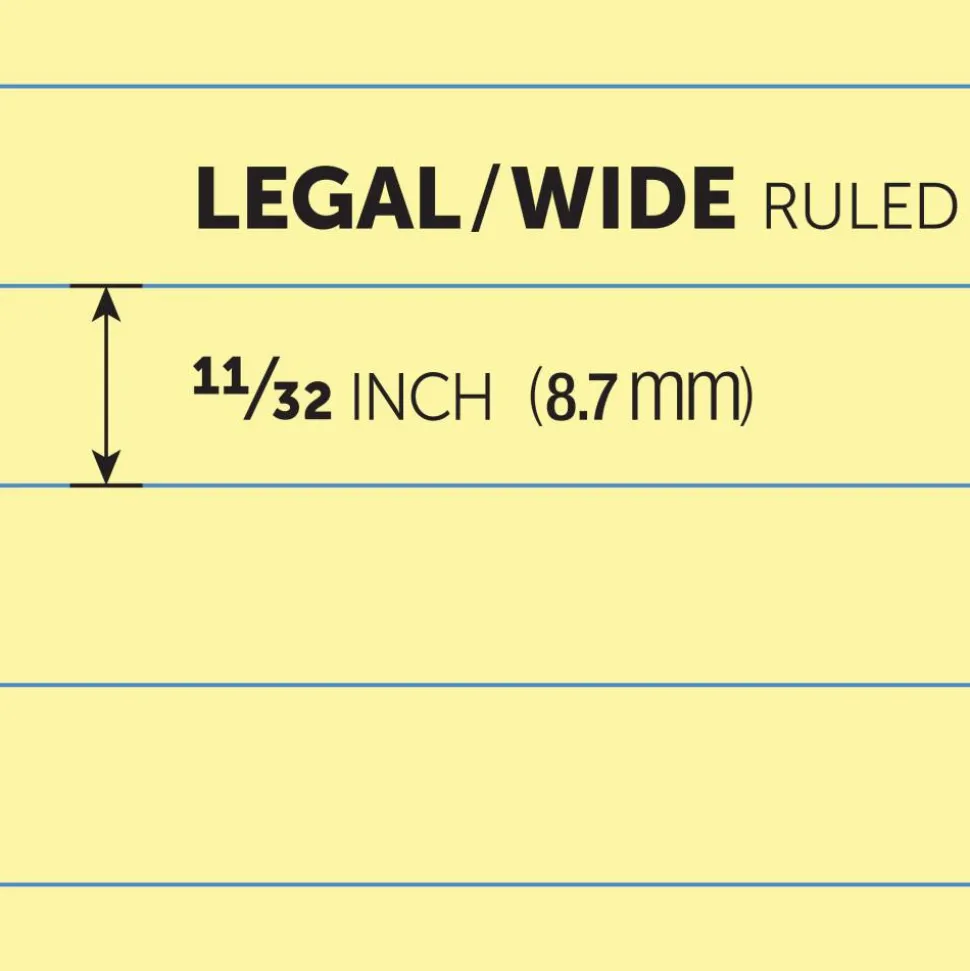 Glue-Top Legal Pads, 8-1/2" x 11", Legal Ruled, 50 Sheets, Canary, Pack Of 12 Pads