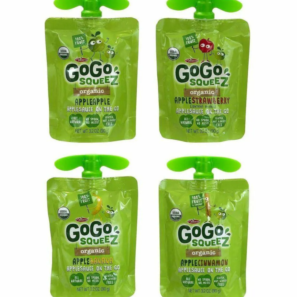 GoGo Squeez Fruit On The Go, Variety Applesauce, 3.2 oz Pouch, 20/Carton