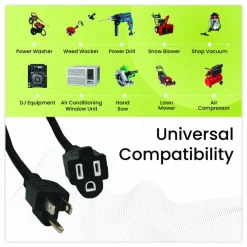 GoGreen Power 14 AWG Lighted End Heavy-Duty Extension Cord, 50 ft, 15 A, Black