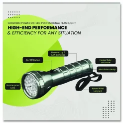 GoGreen Power 28 LED Professional Flashlight, 3 AAA Batteries (Included), Black/Silver