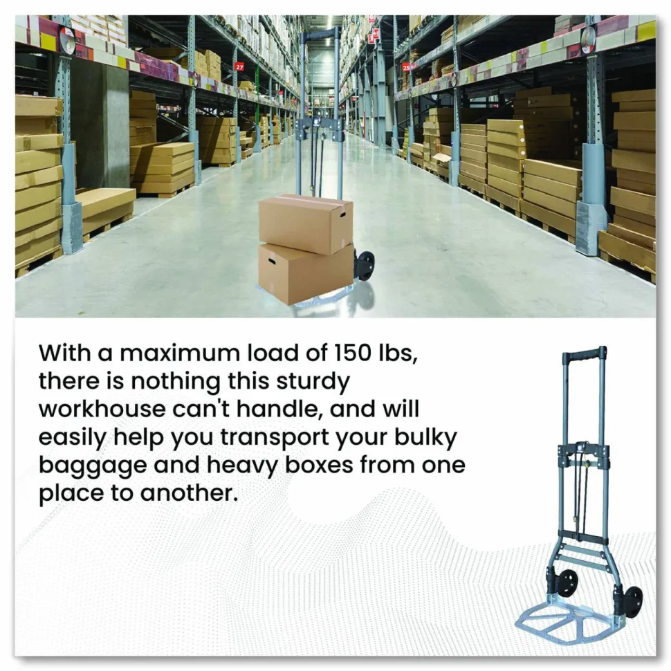 GoGreen Power Luggage Cart ,150 lbs Capacity, 40 x 15.25 x 16.5, Gray