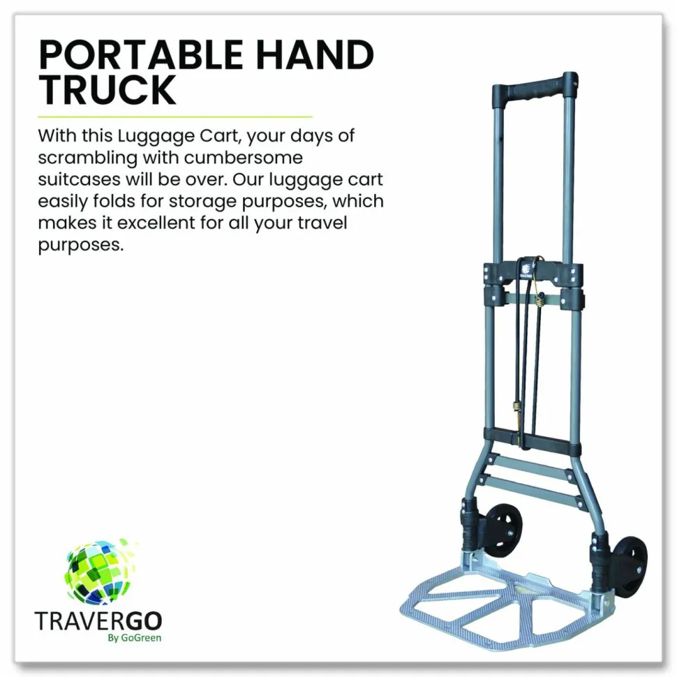 GoGreen Power Luggage Cart ,150 lbs Capacity, 40 x 15.25 x 16.5, Gray