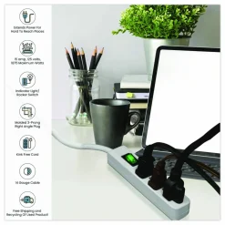 GoGreen Power 3 Outlet Power Strip, 2.5 ft Cord, White, 3/Pack