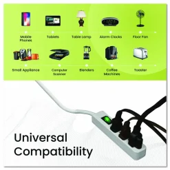 GoGreen Power 3 Outlet Power Strip, 2.5 ft Cord, White, 3/Pack