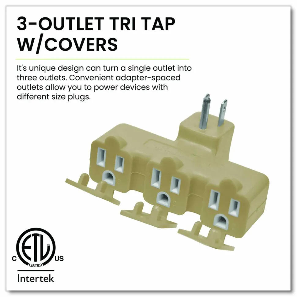 GoGreen Power 3 Outlet Right Angle Wall Tap, Beige