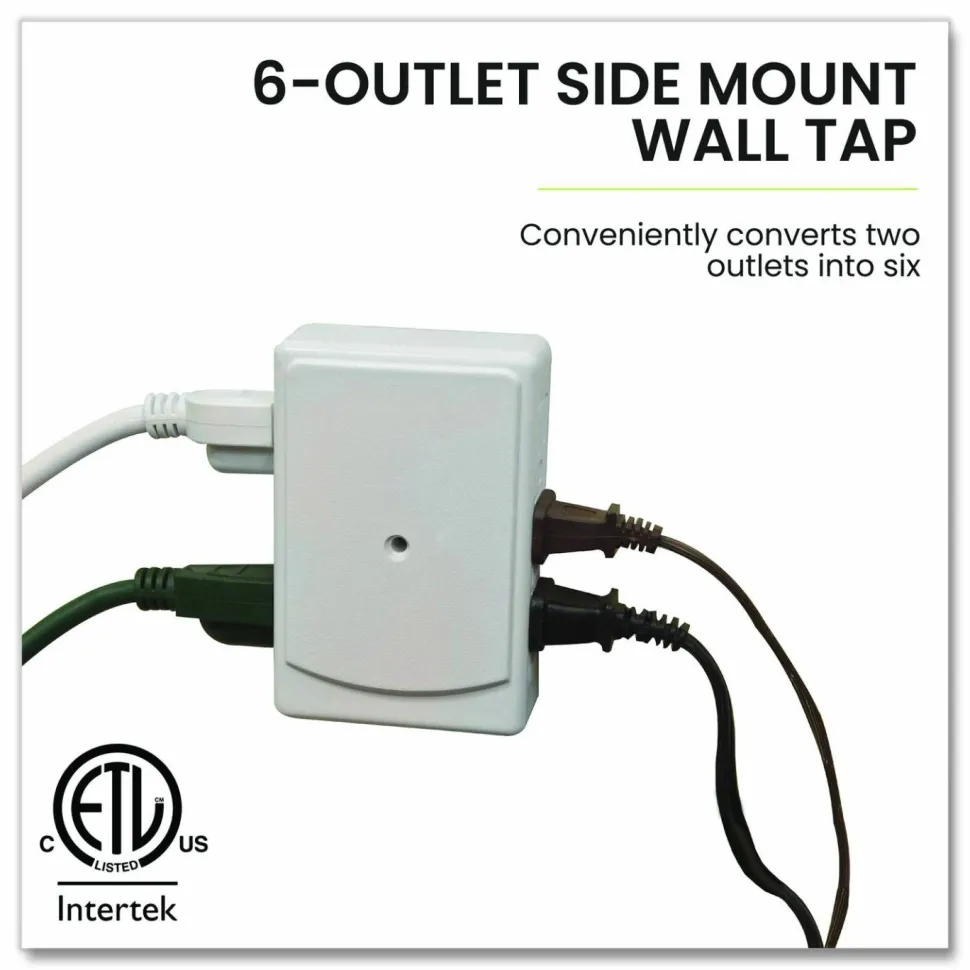 GoGreen Power 6 Outlet Side Mount Wall Tap, White