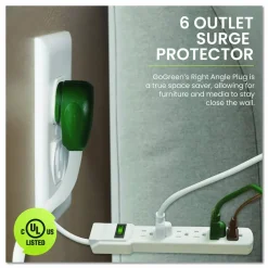 GoGreen Power 6 Outlet Surge Protector, 2.5 ft Cord, 160 J, White