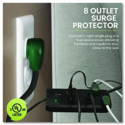 GoGreen Power 8 Outlet Surge Protector, 6 ft Cord, 750 J, Black