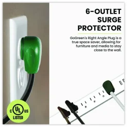 GoGreen Power 6 Outlet Surge Protector with USB, 6 AC Outlets/3 USB Ports, 6 ft Cord, 450 J, White