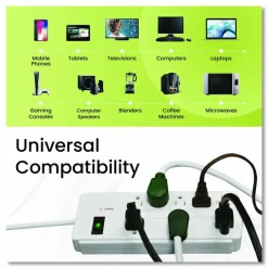 GoGreen Power 8 Outlet Surge Protector, 6 ft Cord, 750 J, White