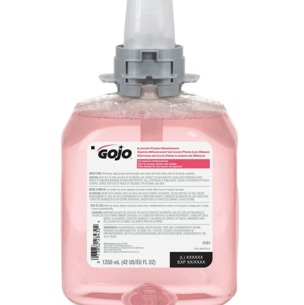 GOJO FMX-12 Luxury Foam Hand Wash Soap, Cranberry Scent, 42.27 Oz, Carton Of 4 Bottles