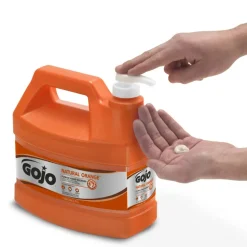 GOJO Natural Orange Pumice Heavy-Duty Lotion Hand Soap Cleaner, Citrus Scent, 128 Oz, Carton Of 4 Bottles