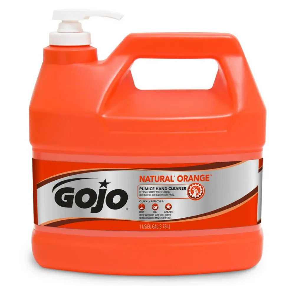 GOJO Natural Orange Pumice Heavy-Duty Lotion Hand Soap Cleaner, Citrus Scent, 128 Oz, Carton Of 4 Bottles