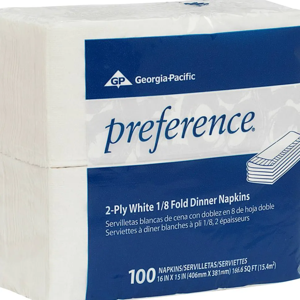 GP PRO Dixie 1/8-Fold 2-Ply Dinner Napkins, 100% Recycled, White, Pack Of 100