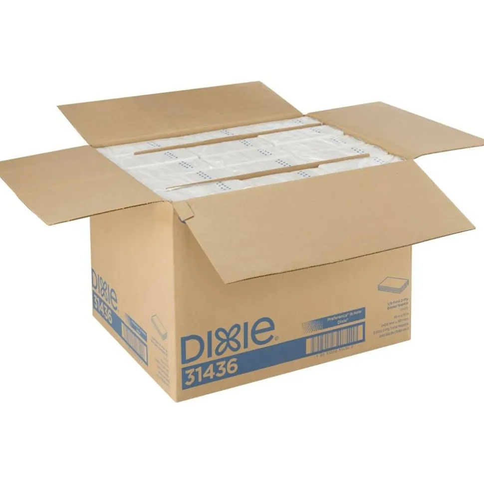 GP PRO Dixie 1/8-Fold 2-Ply Dinner Napkins, 100% Recycled, White, Pack Of 100