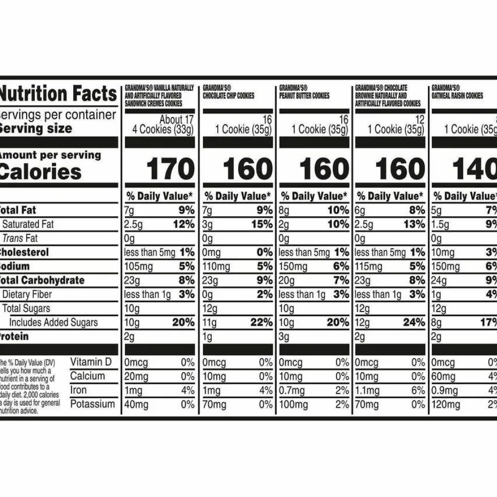 Grandma's Cookies Variety Tray, Assorted Flavors, (6) 3.25 oz, (26) 2.5 oz, 32 Bags/Carton