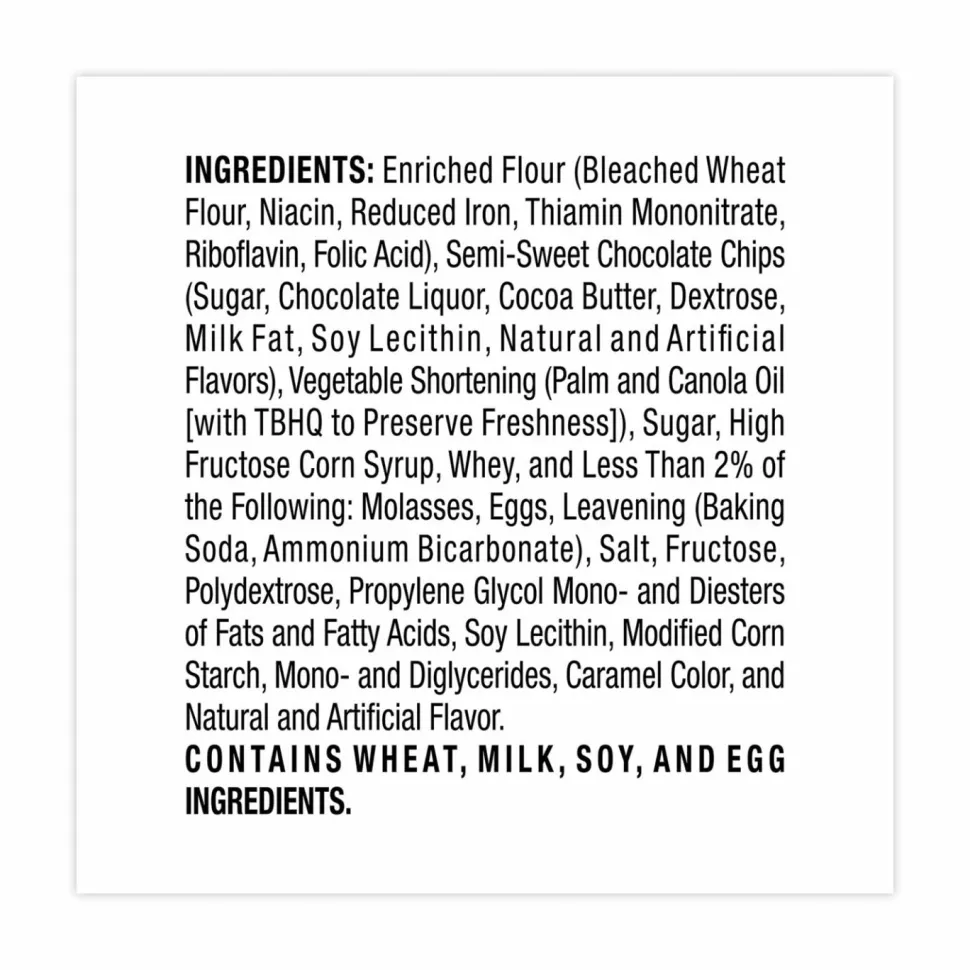 Grandma's Homestyle Chocolate Chip Cookies, 2.5 oz Pack, 2 Cookies/Pack, 60 Packs/Carton