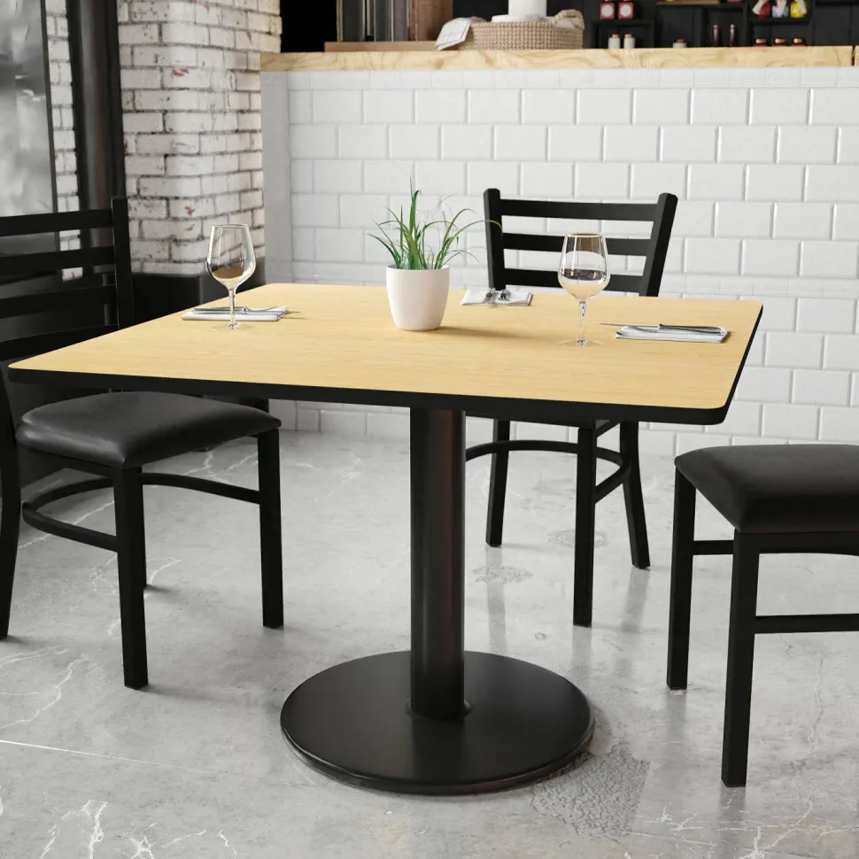 Graniss 42'' Square Natural Laminate Table Top with 24'' Round Table Height Base