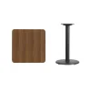 Graniss 24'' Square Walnut Laminate Table Top with 18'' Round Table Height Base