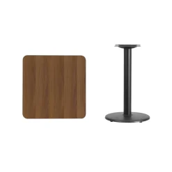 Graniss 24'' Square Walnut Laminate Table Top with 18'' Round Table Height Base
