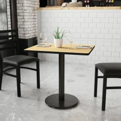 Graniss 24'' x 30'' Rectangular Natural Laminate Table Top with 18'' Round Table Height Base