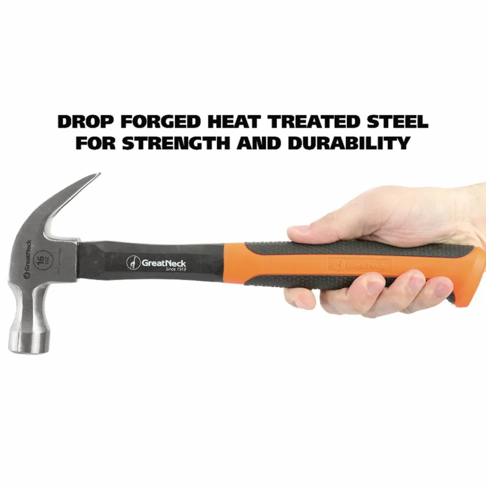 Great Neck 16 oz Claw Hammer with High-Visibility Orange Fiberglass Handle