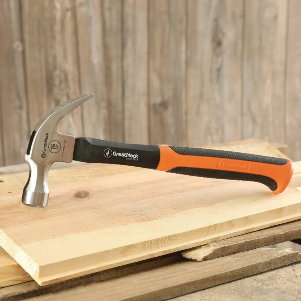 Great Neck 16 oz Claw Hammer with High-Visibility Orange Fiberglass Handle