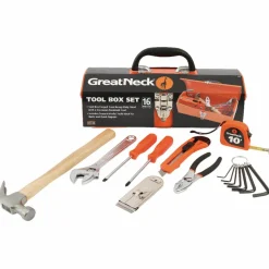 Great Neck 16 Piece Light-Duty Tool Box Set, Red