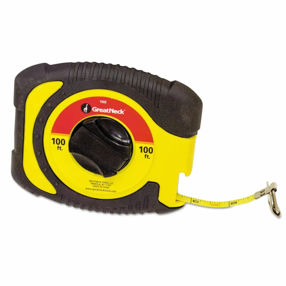 Great Neck English Rule Measuring Tape, 0.38" x 100 ft, Steel, Yellow